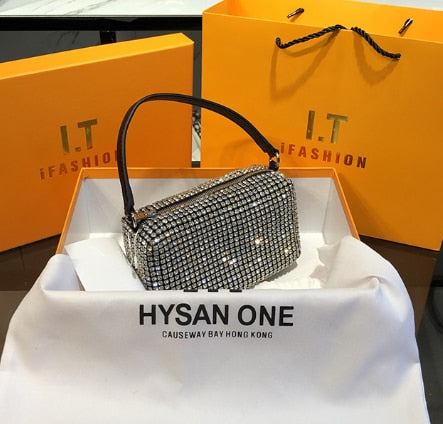 2022 new aw Diamonds bag women&#39;s leather chain inlaid with bright hand-held underarm women&#39;s bag designer women luxury handbags