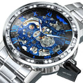 WINNER Transparent Skeleton Watch for Men Mechanical Wristwatches Diamond Watches Mens Luxury Stainless Steel Strap Unisex Clock