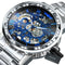 WINNER Transparent Skeleton Watch for Men Mechanical Wristwatches Diamond Watches Mens Luxury Stainless Steel Strap Unisex Clock