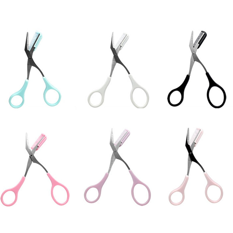 1 Pcs 3 Colors Eyebrow Trimmer Scissors with Comb Eyelash Hair Scissors Stainless Steel Eyebrow Razor Grooming Wenkbrauw Trimmer