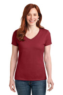 Hanes Ladies Nano-T Cotton V-Neck T-Shirt. S04V-T-shirts-Vintage Red-2XL-JadeMoghul Inc.