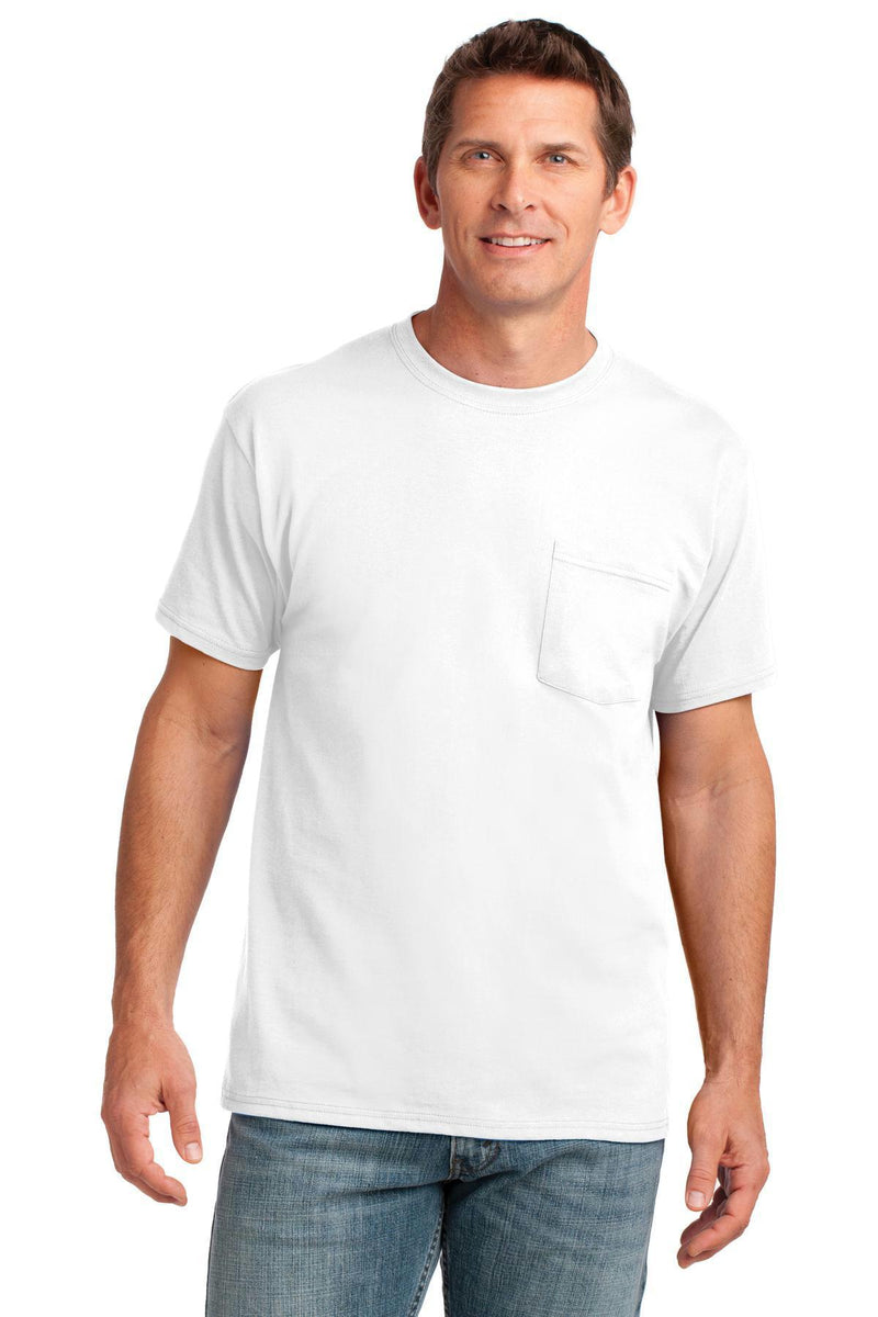 Port & Company Core Cotton Pocket Tee. PC54P-T-shirts-White-4XL-JadeMoghul Inc.