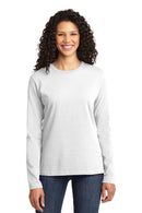 Port & Company Ladies Long Sleeve Core Cotton Tee. LPC54LS-T-shirts-White-4XL-JadeMoghul Inc.