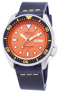 Seiko Automatic SKX011J1-LS15 Diver's 200M Dark Blue Leather Strap Men's Watch