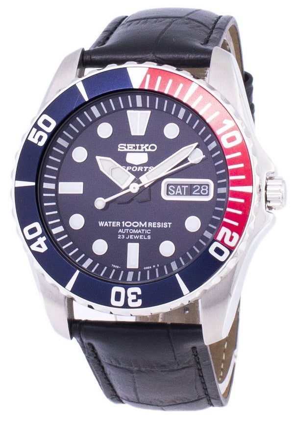 Seiko 5 Sports Automatic Ratio Black Leather SNZF15K1-LS6 Men's Watch