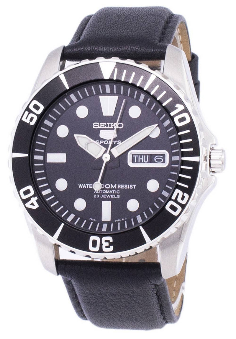Seiko 5 Sports Automatic Ratio Black Leather SNZF17K1-LS10 Men's Watch