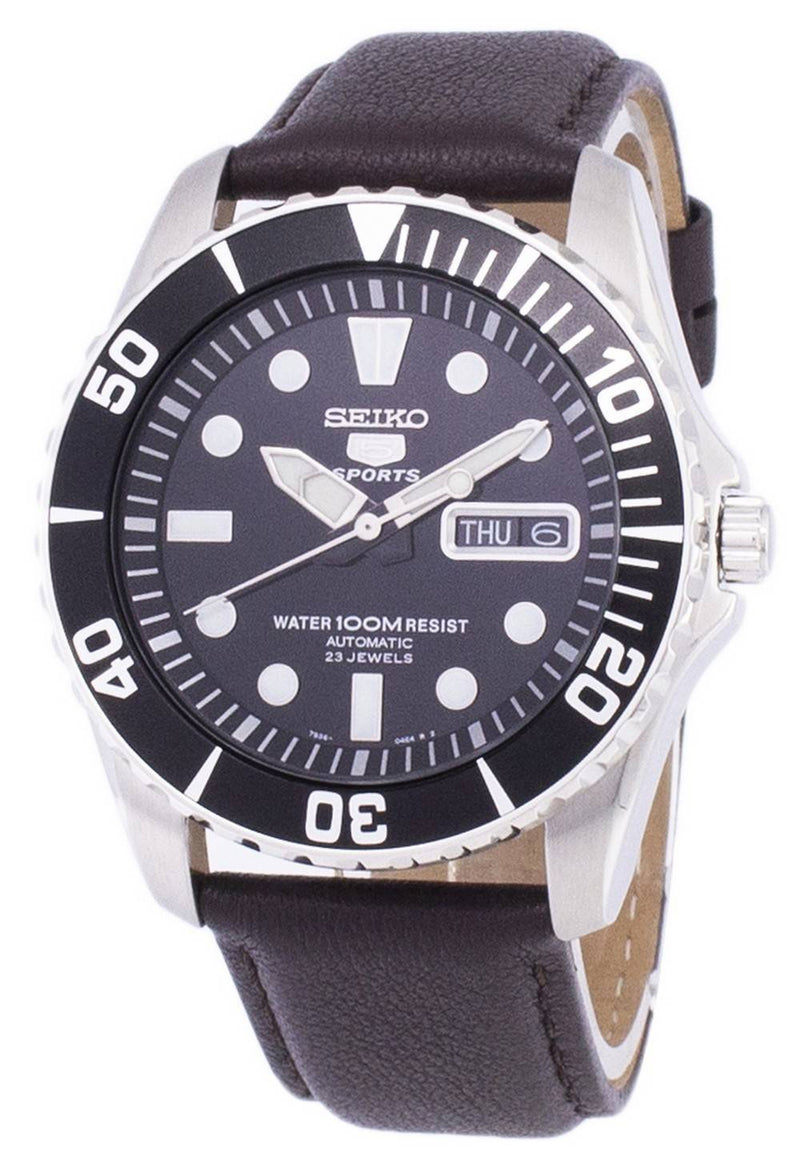 Seiko 5 Sports Automatic Ratio Dark Brown Leather SNZF17K1-LS11 Men's Watch