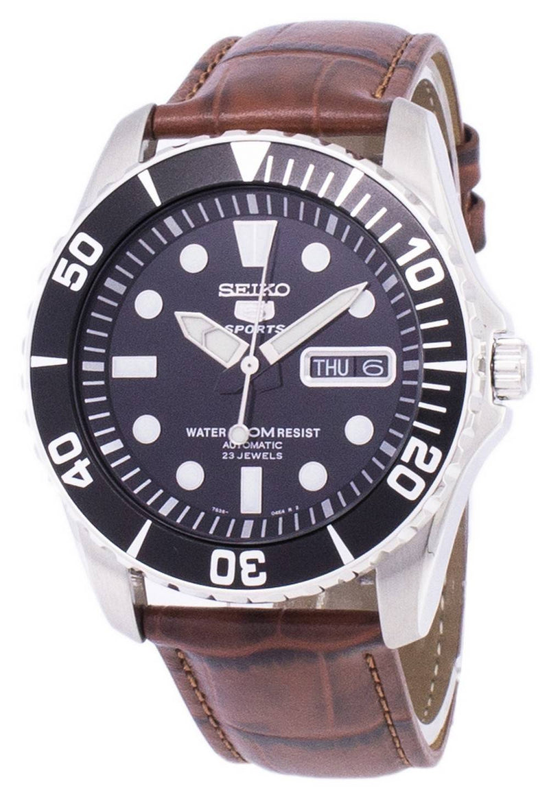 Seiko 5 Sports Automatic Ratio Brown Leather SNZF17K1-LS7 Men's Watch