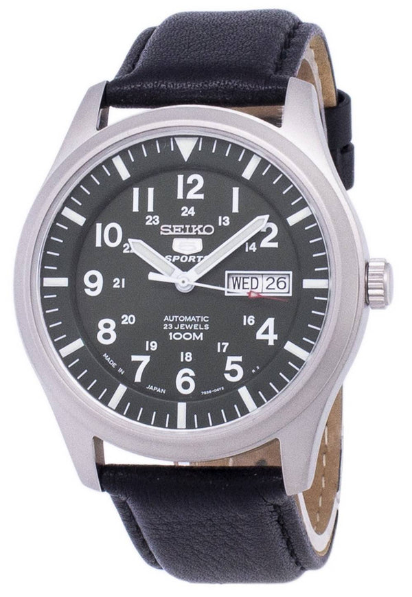Seiko 5 Sports Automatic Japan Made Ratio Black Leather SNZG09J1-LS10 Men's Watch