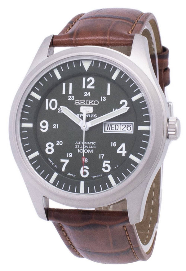 Seiko 5 Sports Automatic Japan Made Ratio Brown Leather SNZG09J1-LS7 Men's Watch