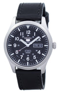 Seiko 5 Sports Automatic Japan Made Ratio Black Leather SNZG15J1-LS8 Men's Watch