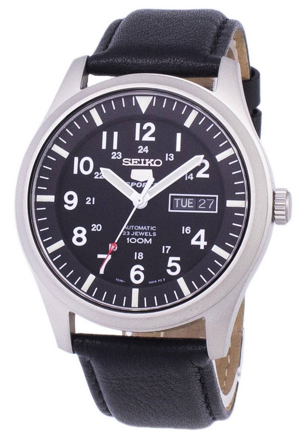 Seiko 5 Sports Automatic Ratio Black Leather SNZG15K1-LS10 Men's Watch