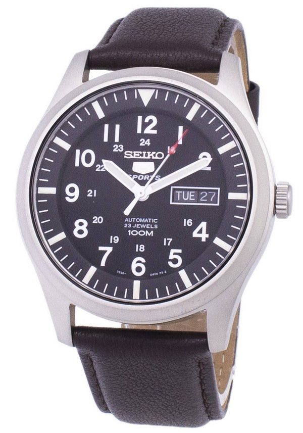 Seiko 5 Sports Automatic Ratio Dark Brown Leather SNZG15K1-LS11 Men's Watch