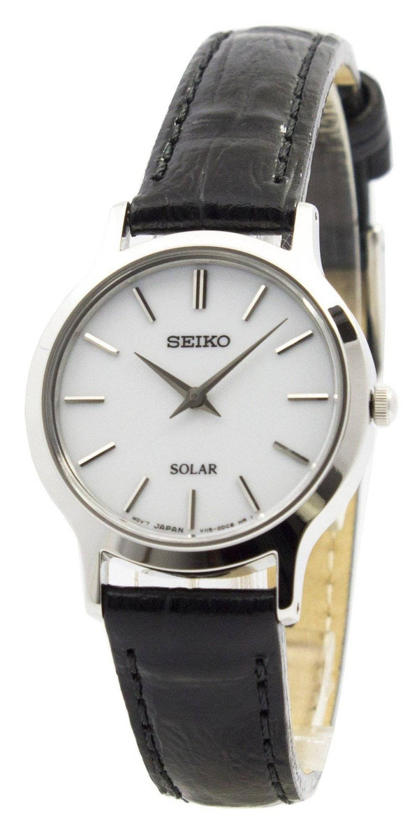 Seiko Solar White Dial Leather Strap SUP299 SUP299P1 SUP299P Women's Watch
