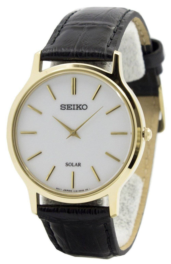 Seiko Solar White Dial Leather Strap SUP872 SUP872P1 SUP872P Men's Watch