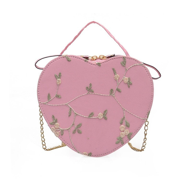Hot Sale Sweet Lace Round Handbags High Quality PU Leather Women Crossbody Bags for Women 2022 Small Fresh Flower Chain Shoulder