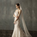 Pearls White Ivory Long Bridal Veil With Comb One Layer Cathedral Wedding Veil with Pearls Velos de Noiva Crystal Beads 75-300cm