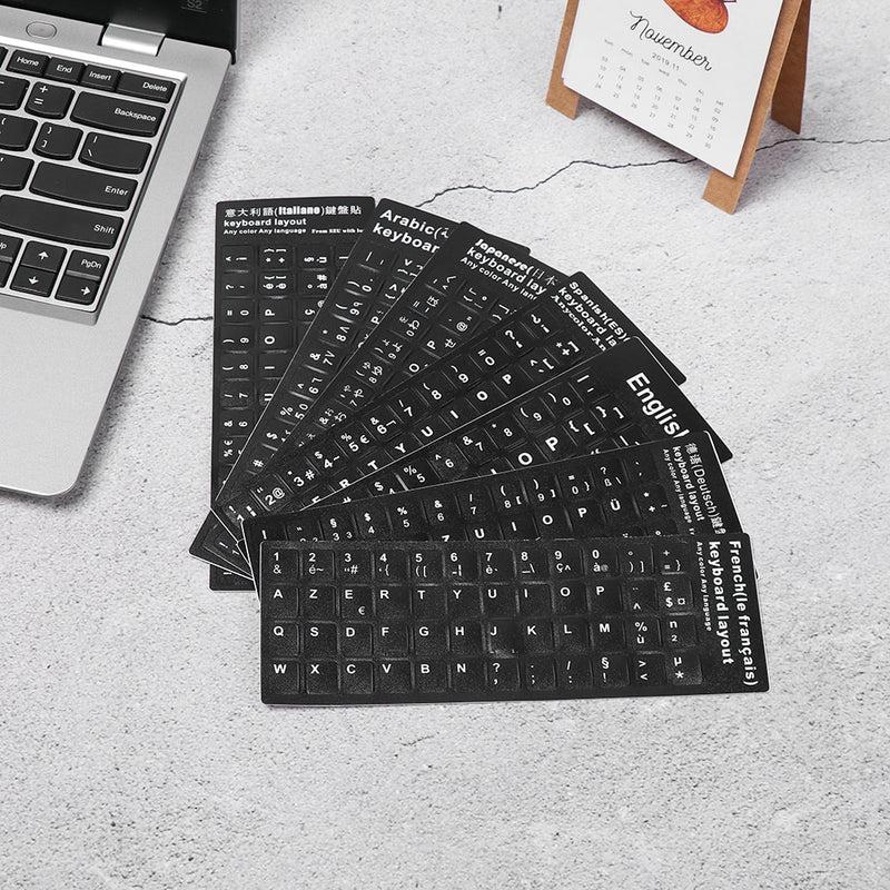 Keyboard Stickers Alphabet Layout English Russian Spanish Deutsch Arabic Laptop Desktop Tool Wear-resistant Non-slip Stickers