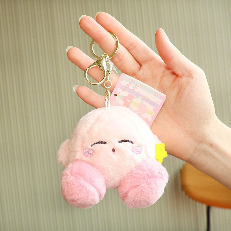 Kirby Keychain Kawaii 12Cm Cartoon Pink Star Keyring Soft Stuffed Plush Toys Cute Gifts Plushies For Girls Friends Childrens