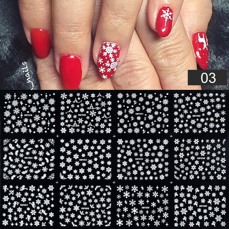 12 Designs Nail Stickers Set Mixed Floral Geometric Nail Art Water Transfer Decals Sliders Flower Leaves Manicures Decoration