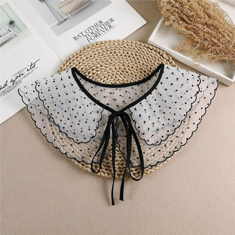 Linbaiway 2022 Lace Chiffon Doll Fake Collar Ladies Shawl Wrap Removable Detachable Embroidered False Collar Clothes Accessory
