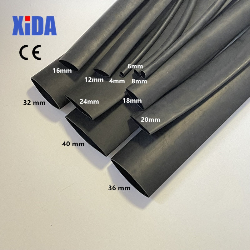 1Meter 4:1 Heat Shrink Tube With Glue Thermoretractile Heat Shrinkable Tubing Dual Wall Heat Shrink Tubing 6 8 12 16 24 40 52 72