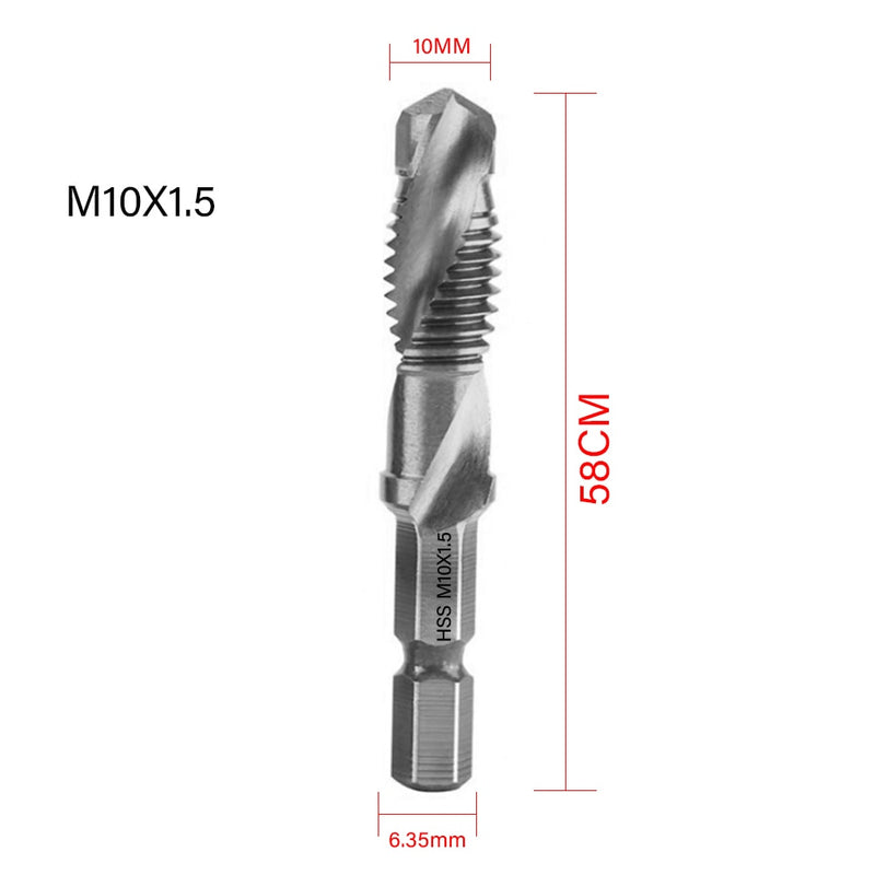 New Titanium Plated Hex Shank HSS Screw Thread Metric Tap Drill Bits Screw Machine Compound M3 M4 M5 M6 M8 M10 Hand Tools