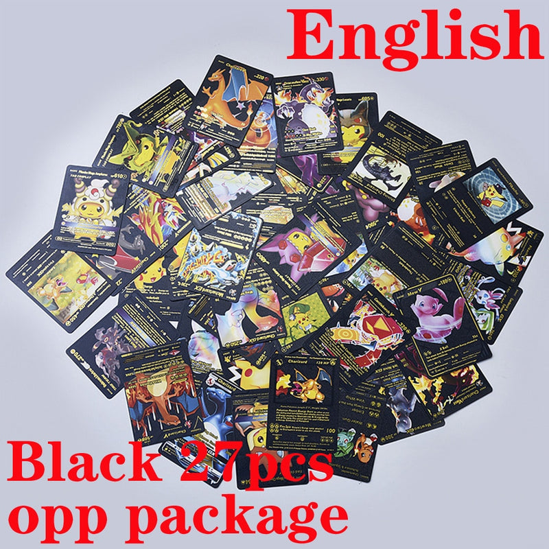 55 Pieces Of Pokemon Metal Gold Card Charizard Vmax Gx  Energy Card Charizard Pikachu Rare Collection Battle Trainer Card Child