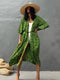 Fitshinling Summer Vintage Kimono Swimwear Halo Dyeing Beach Cover Up With Sashes Oversized Long Cardigan Holiday Sexy Covers