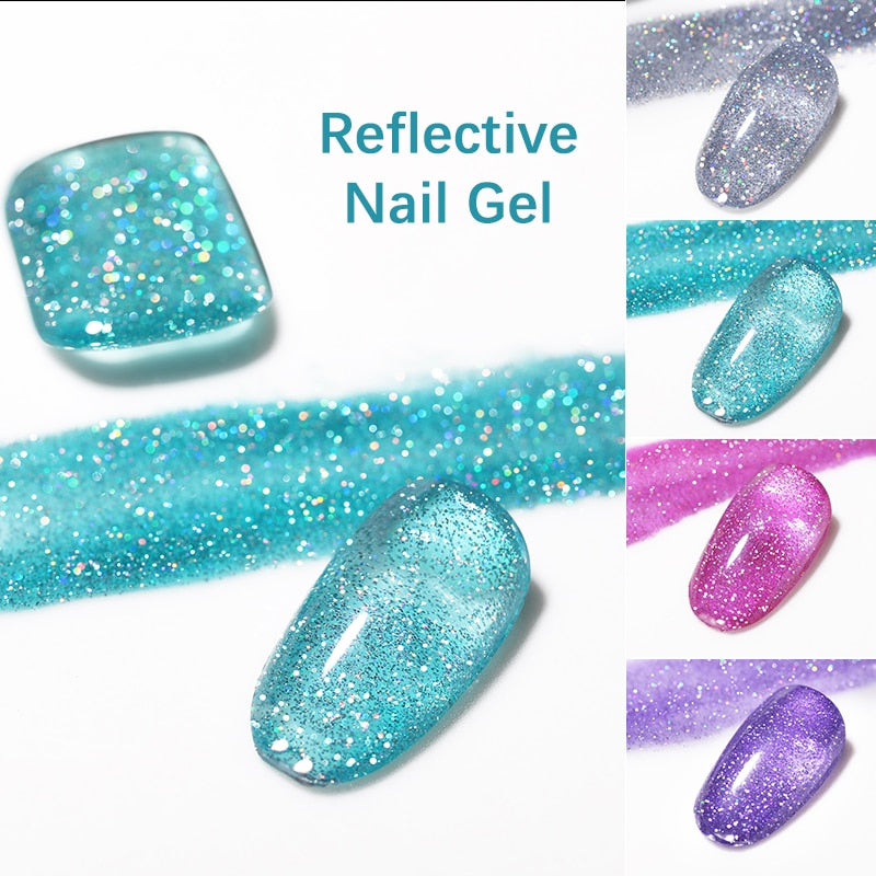 UR SUGAR Sparkling Gel Nail Polish Reflective Glitter Nail Gel Semi Permanent Nail Art Varnish For Manicures Need Base Top Coat
