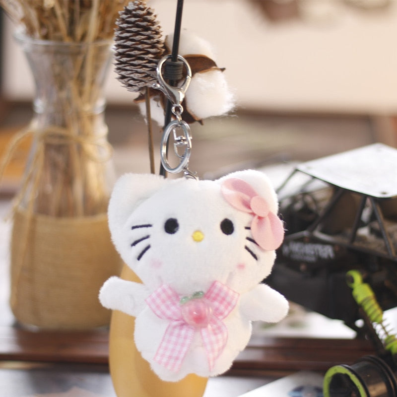 Sanrio 10cm Kuromi My Melody KT Cat PC Dog Hello Kitty Keychain  Anime Plush Figure Pendant Accessories Cute Animals Toys