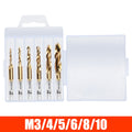 M3 M4 M5 M6 M8 M10 Tap Drill Titanium Plated Hex Shank HSS Screw Machine Compound Hand Tools Metric Thread Tap Drill Bits Set