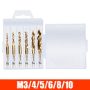 M3 M4 M5 M6 M8 M10 Tap Drill Titanium Plated Hex Shank HSS Screw Machine Compound Hand Tools Metric Thread Tap Drill Bits Set