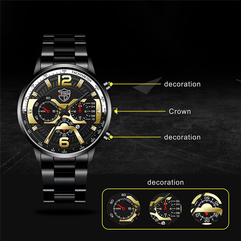 2022 Fashion Mens Stainless Steel Watches Luxury Men Sports Quartz Wrist Watch Male Business Casual Leather Watch reloj hombre