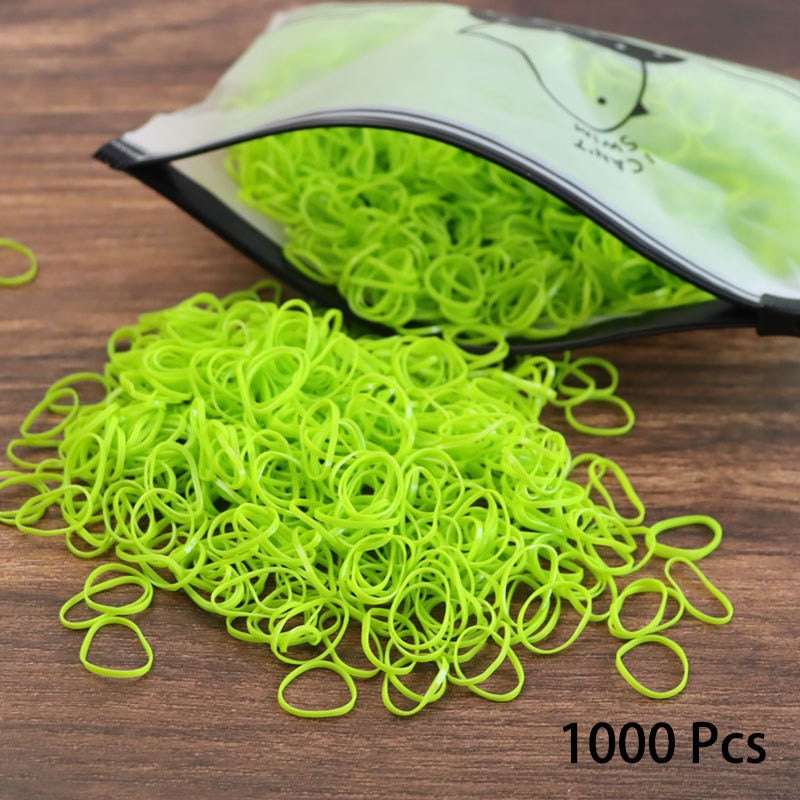 1000PCS Disposable Rubber Band Hairband For Children  Ponytail Hairs Ties Colourful Elastic Hair Bands Baby Hair Accessories