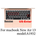 Russian silicone Keyboard Cover Protector for Macbook air13/12 /15/16pro touchbar A1706/A1466A1708/A1990/A1398/A2289/A1932/A2141