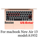 Russian silicone Keyboard Cover Protector for Macbook air13/12 /15/16pro touchbar A1706/A1466A1708/A1990/A1398/A2289/A1932/A2141
