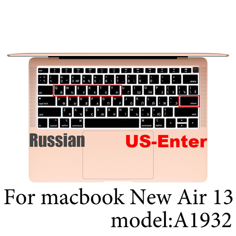 Russian silicone Keyboard Cover Protector for Macbook air13/12 /15/16pro touchbar A1706/A1466A1708/A1990/A1398/A2289/A1932/A2141
