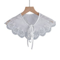 Royal Style Cotton Fake Collar Shawl Wrap Hollow Out Floral Lace Ruffled Trim Necklace Pointed Triangle Lapel Blouse