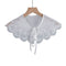 Royal Style Cotton Fake Collar Shawl Wrap Hollow Out Floral Lace Ruffled Trim Necklace Pointed Triangle Lapel Blouse