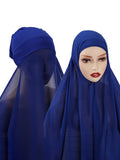 Instant Hijab With Cap Heavy Chiffon Jersey Hijab For Women Veil Muslim Fashion Islam Hijab Cap Scarf For Muslim Women Headscarf