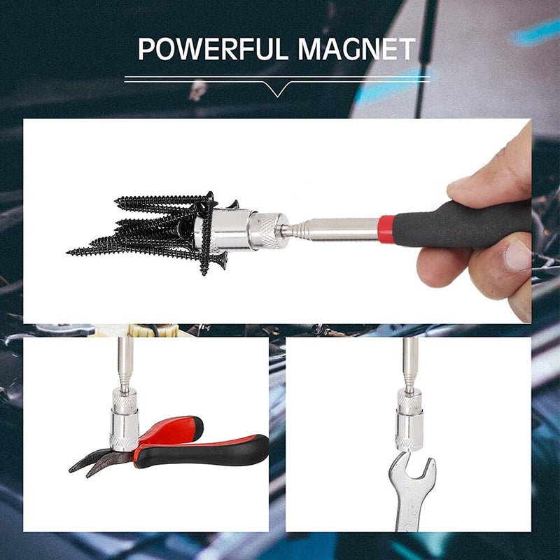 Telescopic Magnetic Pen with Light Mini Portable Magnet Pick Up Tool Extendable Pickup Rod Stick for Picking Up Screws Nut Bolt