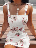 Sexy Women&#39;s Bodycon Dress 2022 New Summer Fashion White Sling Strapless Folds Mini Slim Pencil Print Tank Dresses For Women