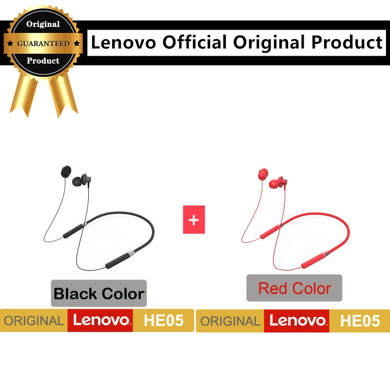 Lenovo Bluetooth5.0 Wireless Earbuds Magnetic Neckband Earphones IPX5 Waterproof Sport Headset with Noise Cancelling Mic HE05