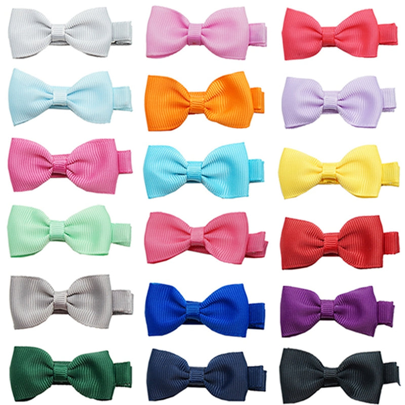 10pcs/lot Solid Color Grosgrain Ribbon Bowknot Kids Hair Clips Handmade Bows Baby Girls Barrettes Hairpins Photo Props Gifts