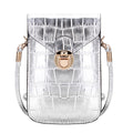 Silver Mobile Phone Mini Bags Small Clutches Shoulder Bag Crocodile Leather Women Handbag Black Clutch Purse Handbag Flap