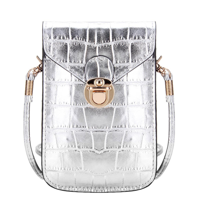 Silver Mobile Phone Mini Bags Small Clutches Shoulder Bag Crocodile Leather Women Handbag Black Clutch Purse Handbag Flap