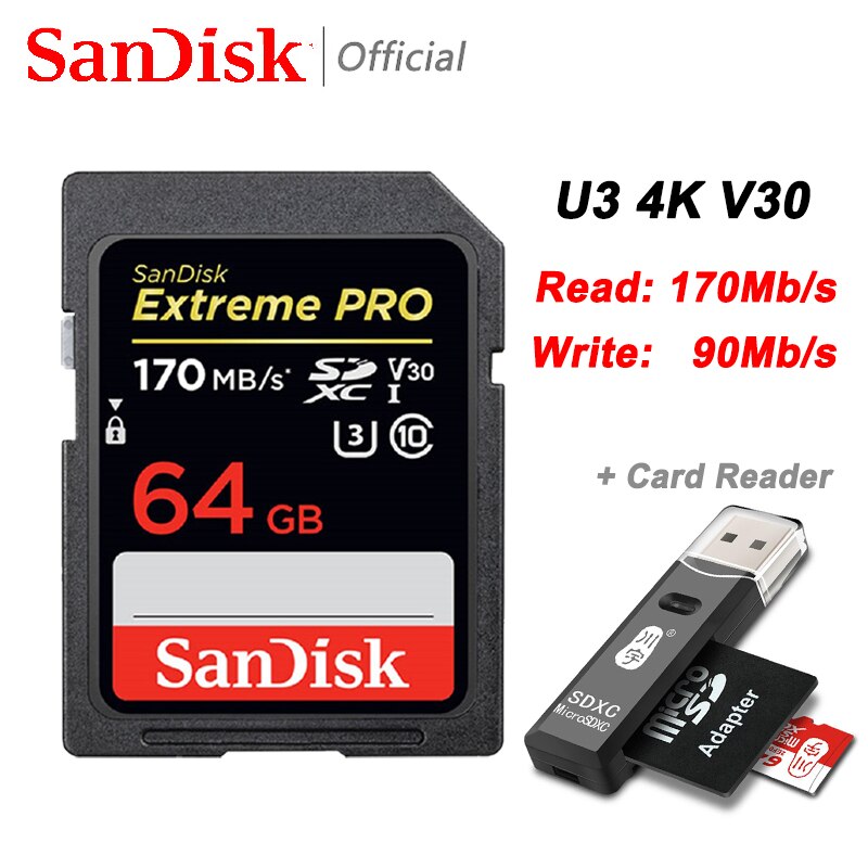 SanDisk Extreme Pro/Ultra SD Card 64GB SDXC SD 128GB 32GB Class10 Flash Memory Card 256GB 512GB 1TB SD Cards 4K SDHC For Camera