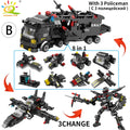 HUIQIBAO SWAT Police Station Truck Model Building Blocks City Machine Helicopter Car Figures Bricks Educational Toy For Children