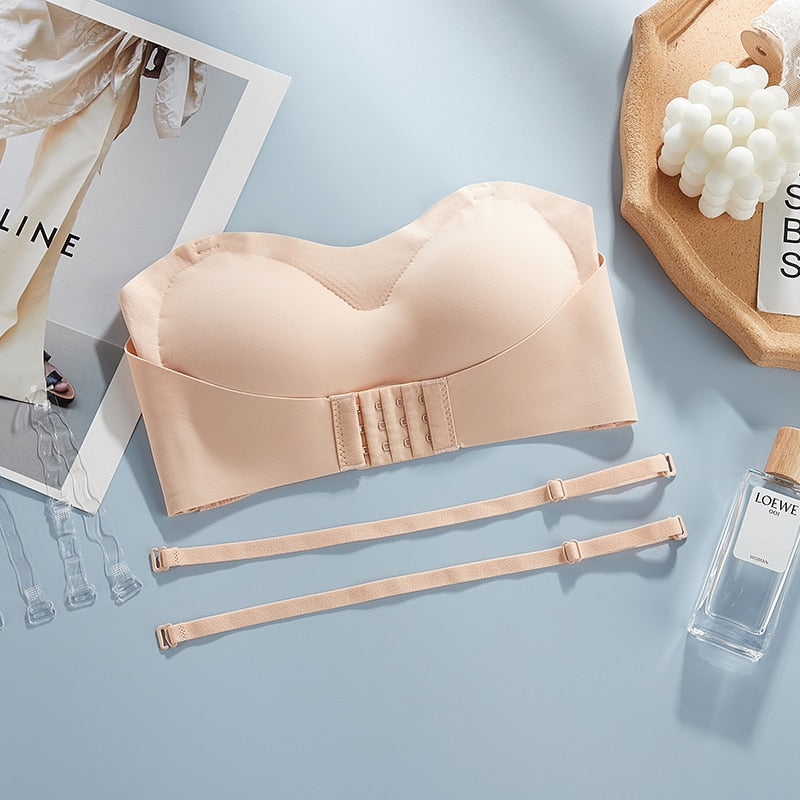 Strapless Bra for Woman Invisible Tube Tops Seamless Breathable Wireless Wedding Brassiere Push Up Bras Lingerie Sexy Bralette
